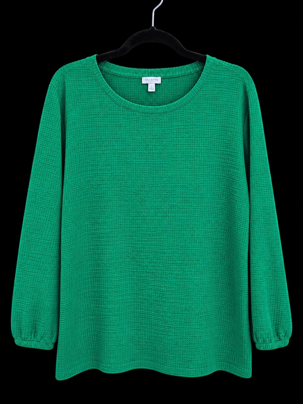 Talbots Emerald Green Textured Crewneck Blouse